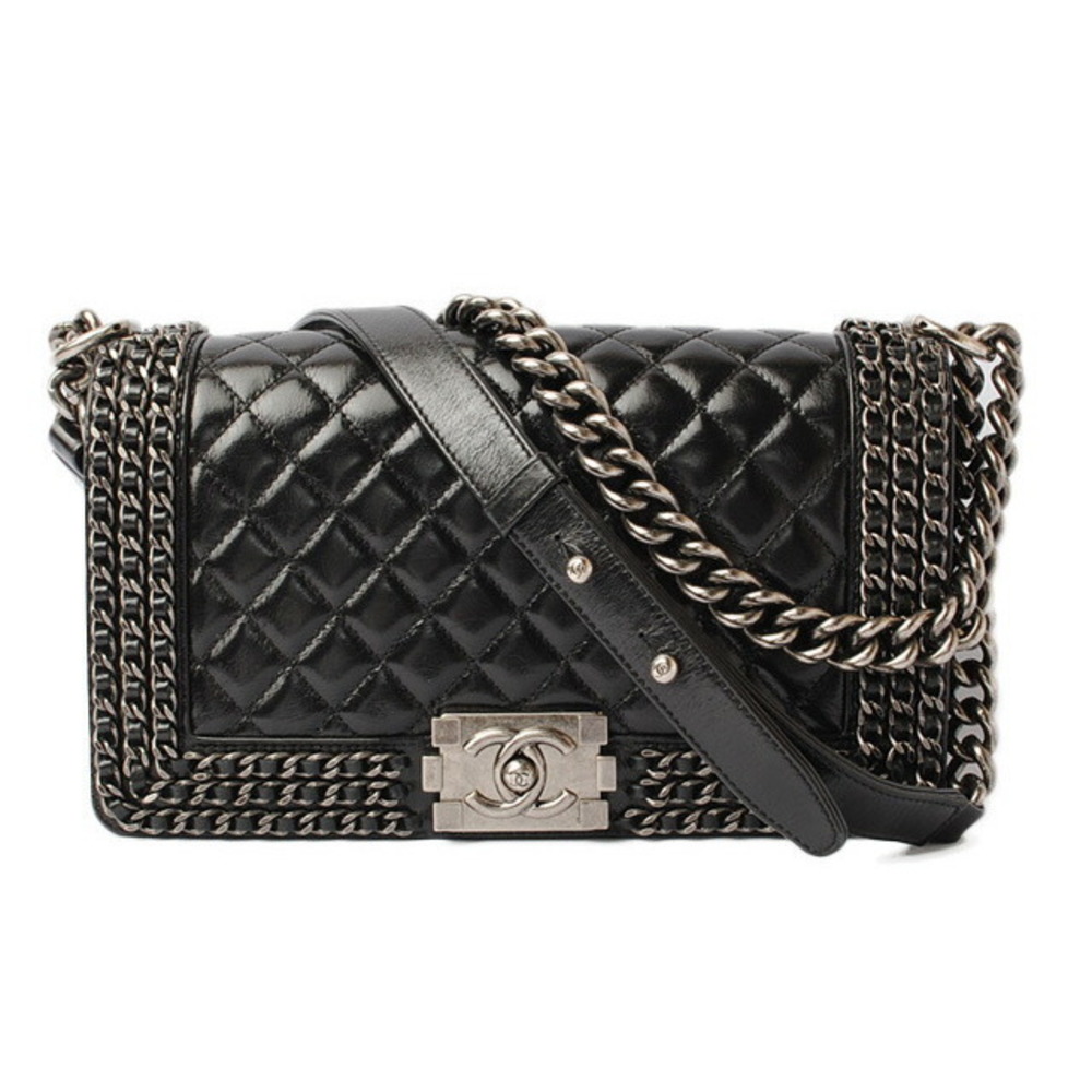CHANEL Chain Shoulder Bag Boy Chanel Black